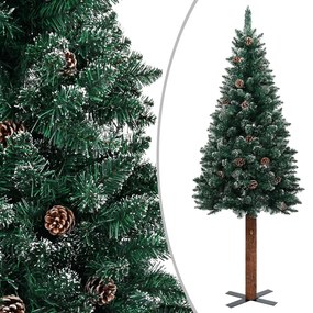 vidaXL Kerstboom met LED's en kerstballen smal 210 cm groen