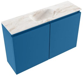 Mondiaz Ture DLux toiletmeubel 80cm jeans met wastafel frappe midden zonder kraangat