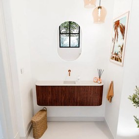 Mondiaz Joya DLux 125cm toiletmeubel ronding links/rechts ruby met wastafel faye midden zonder kraangat meli