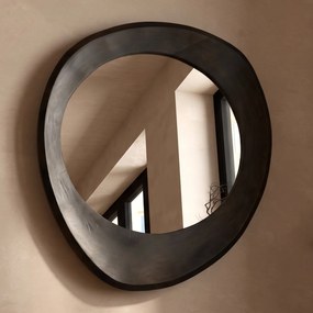 Dutchbone Aren Wood M Spiegel Zwart Houten Lijst Medium - 71x59cm