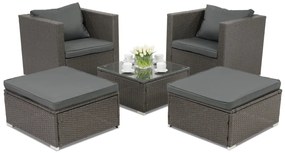 Roma Terrace technorattan tuinmeubelen + 2 Garden Point poefs antraciet