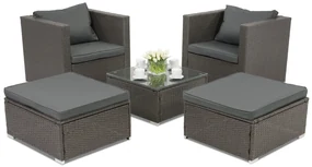 Roma Terrace technorattan tuinmeubelen + 2 Garden Point poefs antraciet