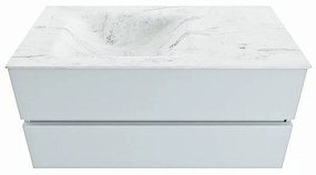 Mondiaz Vica DLux badmeubel 100cm clay 2 lades met wastafel opalo links zonder kraangat