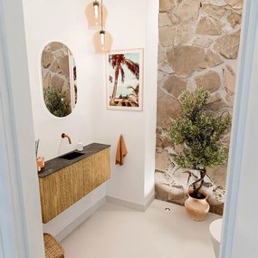 Mondiaz Joya DLux 100cm toiletmeubel oak met wastafel faye midden zonder kraangat lava