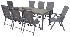 Garden Point grijze aluminium tuinmeubelen met grote Polywood Verona tafel voor 12 personen