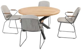 4 Seasons Veneto tuinset 5-delig - Prado tuintafel Ø130 cm teak