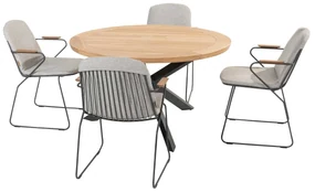 4 Seasons Veneto tuinset 5-delig - Prado tuintafel Ø130 cm teak