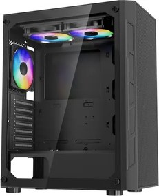 VEVOR PC Gaming-behuizing, mid-tower, gehard glazen paneel met hoge luchtstroom, stoffilter, 3x 120 mm ARGB-ventilatoren, kabelbeheer, voor GPU's tot 320 mm lang, voor ATX/M-ATX/ITX