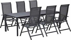 Garden Impressions Santos tuinset 7-delig - Kasper tuintafel 220x93 cm donker grijs