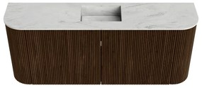 Mondiaz Joya DLux 105cm toiletmeubel ronding links/rechts walnut met wastafel faye midden zonder kraangat opalo
