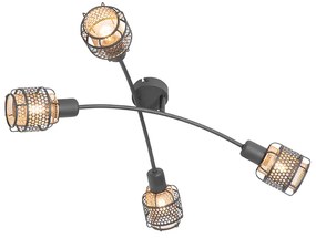 Design plafondlamp zwart met goud 4-lichts - Noud