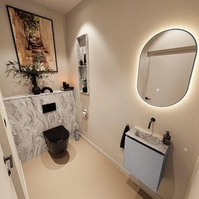 MONDIAZ TURE-DLUX 40cm toiletmeubel Plata. EDEN wastafel Glace positie midden. Zonder kraangat. TUREDX40PLAM0GLA