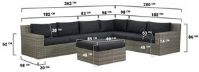 Hoek loungeset 6 personen Wicker Grijs  Garden Collections Amico