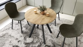 ALMO 80 Eiken Craft Goud / zwarte poten – ronde tafel met Y-poten, loft/industrieel voor keuken, woonkamer en eetkamer