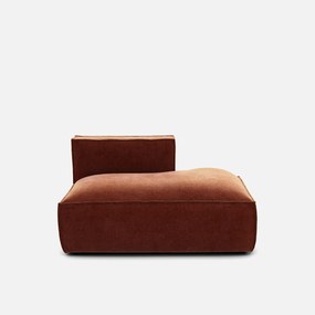 Loungebank element rechts voor modulaire bank, in vintage ribfluweel, SEVEN