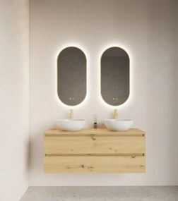 Gliss Design Aura ovale spiegel 40x100cm met LED-verlichting en verwarming goud