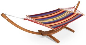 Hangmat met houten standaard Kiwi Garden Point gekleurde strepen