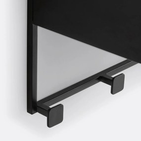 Wandplank in staalmetaal met 6 kleerhaken, Hiba
