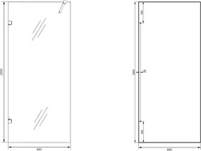 Saniclear Modern glazen wand 90x200cm