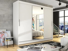 Kledingkast Closico 122, Wit, 215x250x58cm, 204 kg, Kledingkast deuren: Schuivend, Aantal planken: 9, Aantal planken: 9