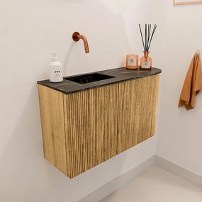 Mondiaz Joya DLux 70cm toiletmeubel ronding rechts oak met wastafel faye links zonder kraangat lava