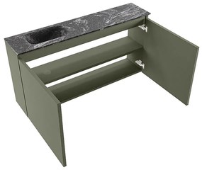 Mondiaz Ture DLux toiletmeubel 100cm army met wastafel lava links met kraangat