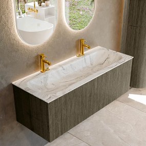 Mondiaz Kurve-dlux 120cm badmeubel shadow met 1 lade en wastafel big large midden 2 kraangaten glace