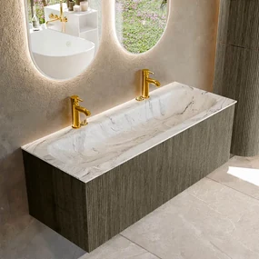 Mondiaz Kurve-dlux 120cm badmeubel shadow met 1 lade en wastafel big large midden 2 kraangaten glace