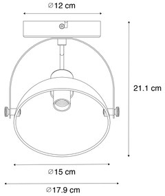 Industriële plafondlamp zwart met goud 15 cm verstelbaar - Magnax Industriele / Industrie / Industrial E14 rond Binnenverlichting Lamp