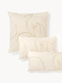 Perkalkatoenen kussenhoes Madeline met getufte design