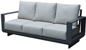 Avellino 3-zitsbank aluminium antraciet soft grey kussens