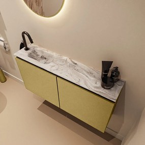 Mondiaz Ture DLux toiletmeubel 100cm oro met wastafel glace links met kraangat