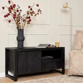 Starfurn Boaz Black Tv-meubel Zwart Mangohout 110 Cm - 110x45x55cm.