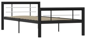 vidaXL Bedframe metaal zwart en wit 100x200 cm