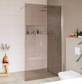 Saqu Modulo inloopdouche incl. antikalk 100x210cm bruin glas chroom