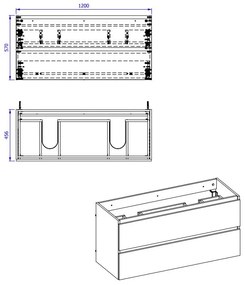 Comad Monako 823 FSC onderkast 120cm eiken/grijs