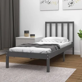 vidaXL Bedframe massief grenenhout grijs 100x200 cm