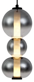 Art Deco hanglamp zwart met smoke en helder glas 3-lichts incl. LED - Lizzy