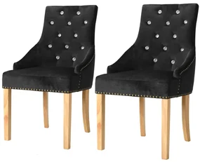 vidaXL Eetkamerstoelen 2 st massief eikenhout en fluweel zwart