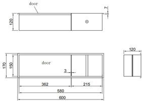 Best Design Moya Zione inbouw toiletrolhouder met deur 60x17x12cm gunmetal