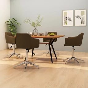 vidaXL Eetkamerstoelen draaibaar 4 st stof donkerbruin