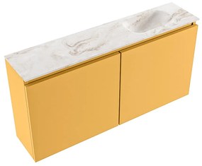 Mondiaz Ture DLux toiletmeubel 100cm ocher met wastafel frappe rechts met kraangat