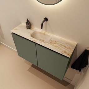 Mondiaz Ture DLux toiletmeubel 80cm army met wastafel frappe midden zonder kraangat