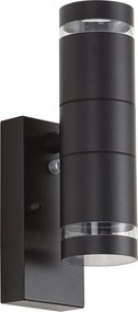 Moderne buiten wandlamp zwart 2-lichts IP44 met schemersensor - Dubbla