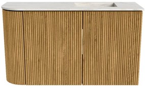 Mondiaz Joya DLux 70cm toiletmeubel ronding links oak met wastafel faye rechts 1 kraangat ostra