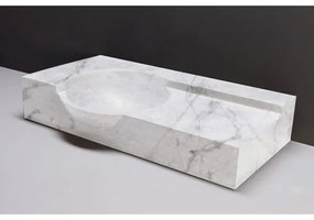 Forzalaqua Laguna wastafel 80x40x12cm Rechthoek 0 kraangaten Natuursteen Carrara gepolijst 100489