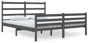 vidaXL Bedframe massief grenenhout grijs 135x190 cm 4FT6 Double