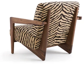 Fauteuil in massief notenhout met dierenprint, Izag