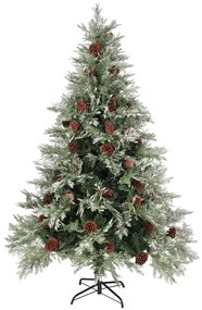 vidaXL Kerstboom met LED's en dennenappels 150 cm PVC en PE groen wit