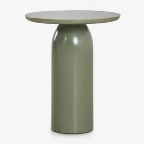 Set Van 2 Nachtkastjes Ø45 Cm In Layana Cement Helder Diep Olijfgroen - Sklum